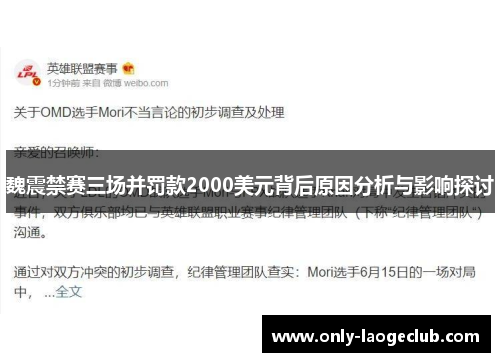 魏震禁赛三场并罚款2000美元背后原因分析与影响探讨